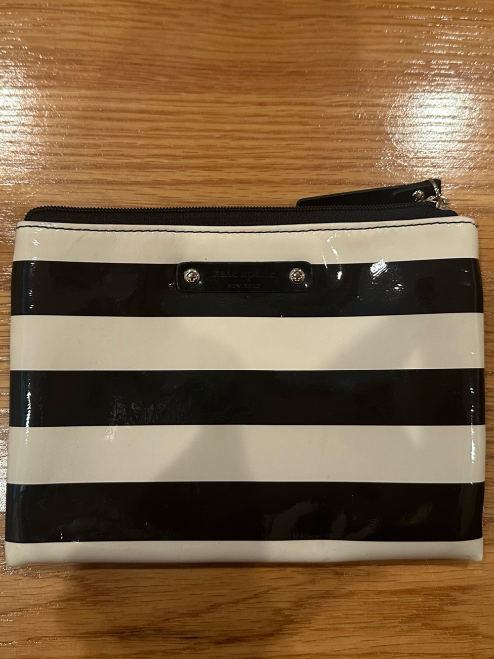 kate spade Black and White Stripe Cosmetic Pouch